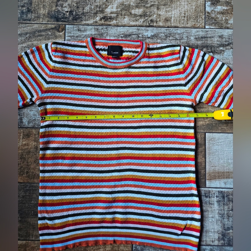 Lumière Striped Knit Tee Size Small Retro Fall 70s 80s EUC - Picture 4 of 7